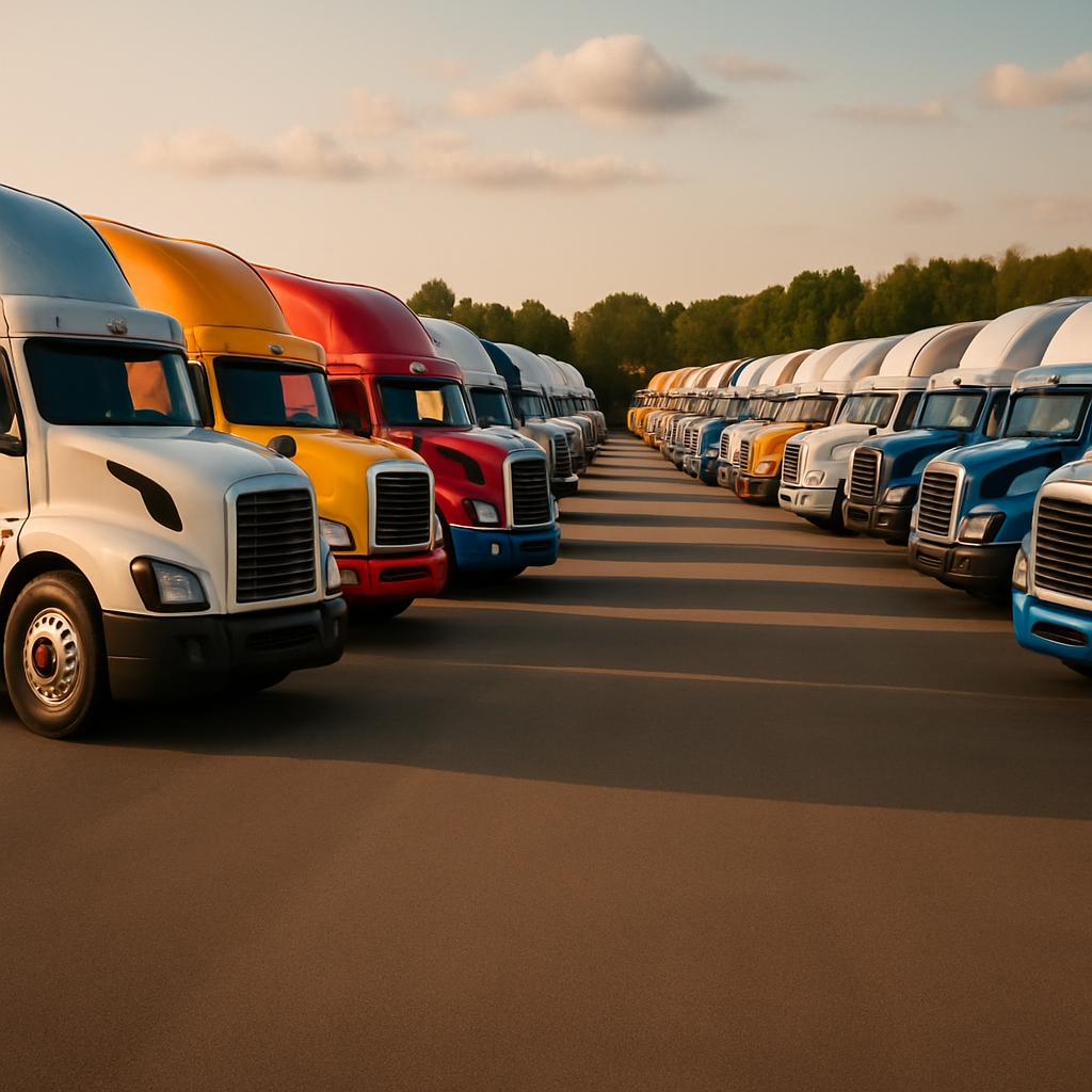 Large fleet of trucks
